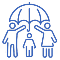 rodzina trzymająca parasol symbol ubezpieczenia na życie